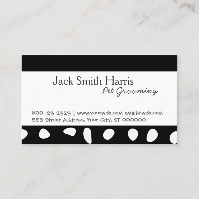 Svart vit Spots djur djuromsorg älsklings- Tidsbeställning Kort (Framsida)