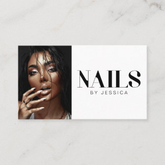 Svart Vit Stilfull Typografi Foto Naglar Visitkort