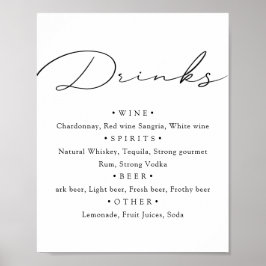 Svart vit. Stilig kalligrafi bröllopsmeny bar Poster