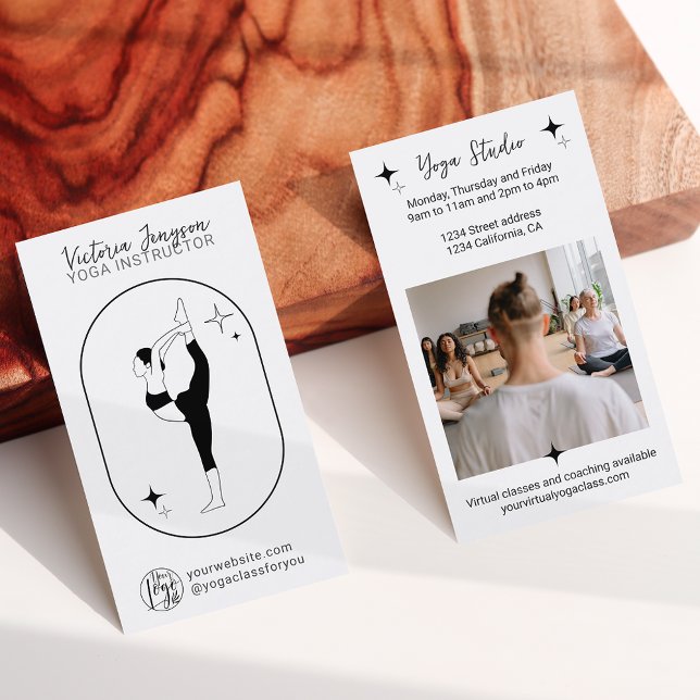 Svart, vit stjärna Yoga-instruktörslärare Visitkort (Skapare uppladdad)