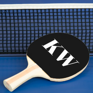 Svart Vit Stor Personlig Monogram Initial Pingisracket