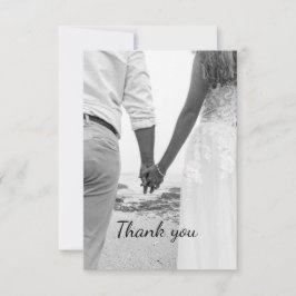 Svart-vit strandbröllop tack kort