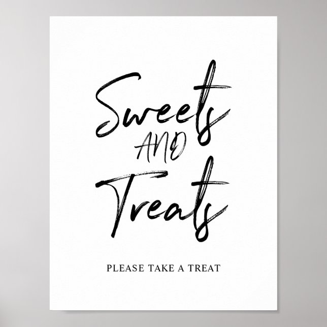 Svart & Vit Sweets & Treats Partysköld Poster (Framsidan)