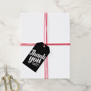 Svart vit Swirl-bröllopsförmån Tack Gift-Märkre Presentetikett