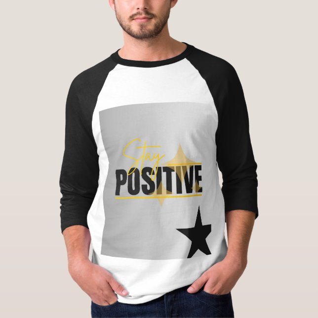 Svart vit t-shirt med positiv design (Framsida)