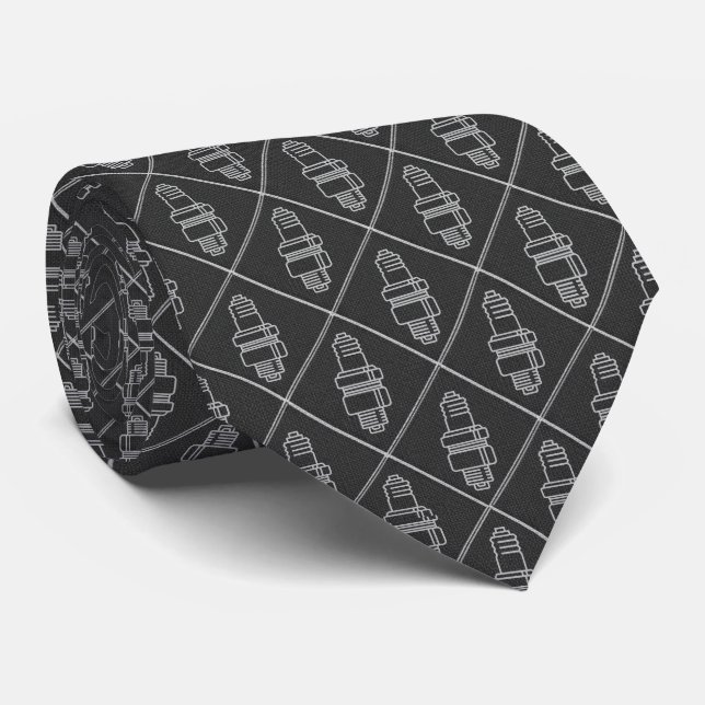 Svart & Vit Tändstiftsrutnät Slips (Rullad)
