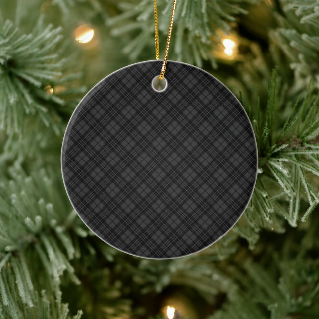 Svart vit tartan, vintertid, mönster julgransprydnad keramik (Träd)