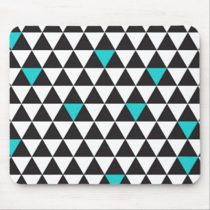 Svart Vit Teal Turkos Geometriska Trianglar Musmatta