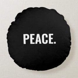 Svart, vit text minimalistisk anti-krig-anpassning rund kudde