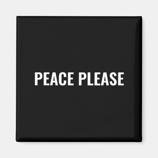 Svart vit text, minimalistisk anti-krig magnet (Framsidan)