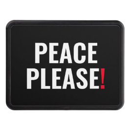 Svart vit text mot krig dragkroksskydd