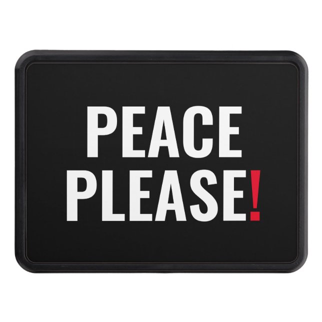 Svart vit text mot krig dragkroksskydd (Framsidan)