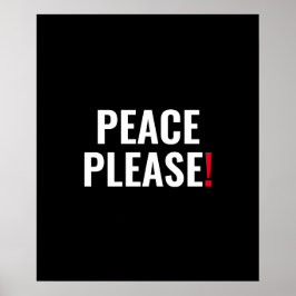 Svart vit text mot krig poster