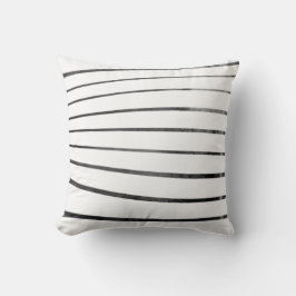 Svart/vit texturerad böjd randig kastkudde kudde