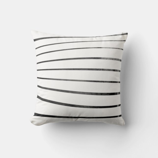 Svart/vit texturerad böjd randig kastkudde kudde (Framsida)