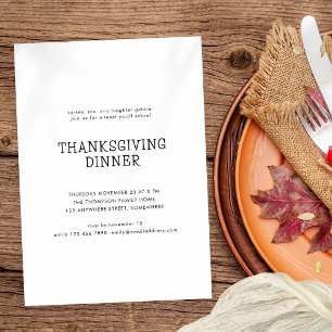 Svart vit Thanksgiving med enkel texttext Inbjudningar