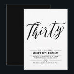 Svart & Vit Thirty Minimal 30-årsfest Inbjudningar<br><div class="desc">Fira din speciella dag med denna enkla minimala inbjudan till 30-årsfest. Designen har en stilren typsnittsstil "Thirty" med en svart & vit färgkombination. Fler födelsedagsinbjudningar och festtillbehör för vuxna finns tillgängliga i min butik BaraBomDesign.</div>