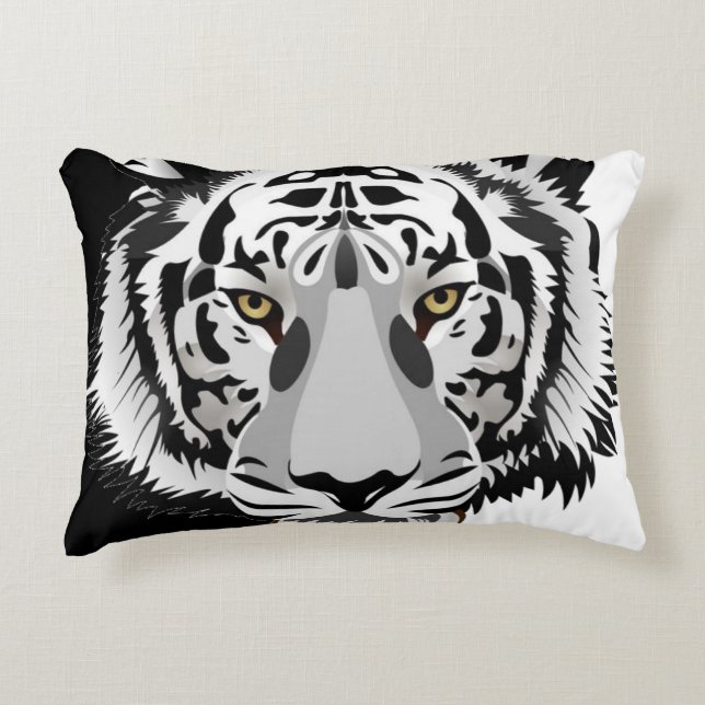 Svart Vit Tiger  Prydnadskudde (Framsidan)