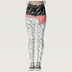Svart vit tiger, rand rosa leggings
