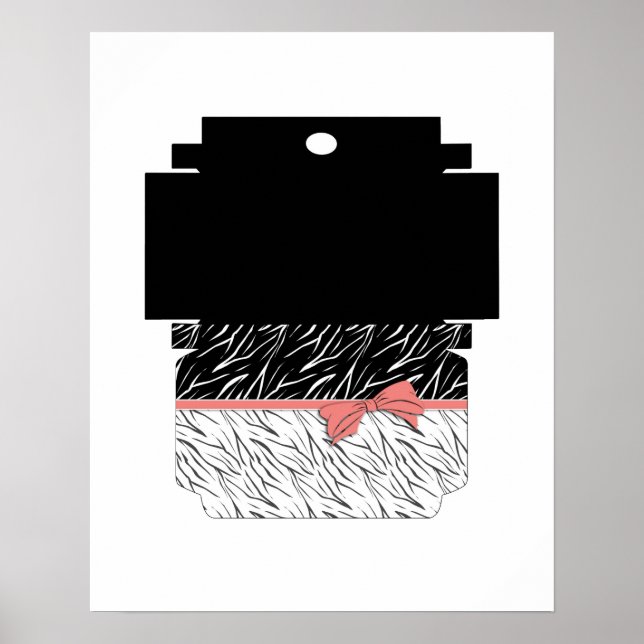 Svart vit tiger, rand rosa poster (Framsidan)