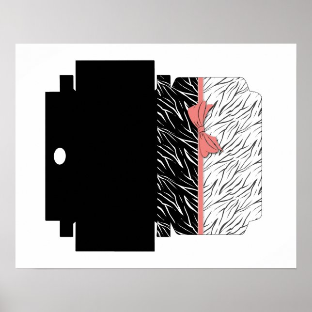 Svart vit tiger, rand rosa poster (Framsidan)