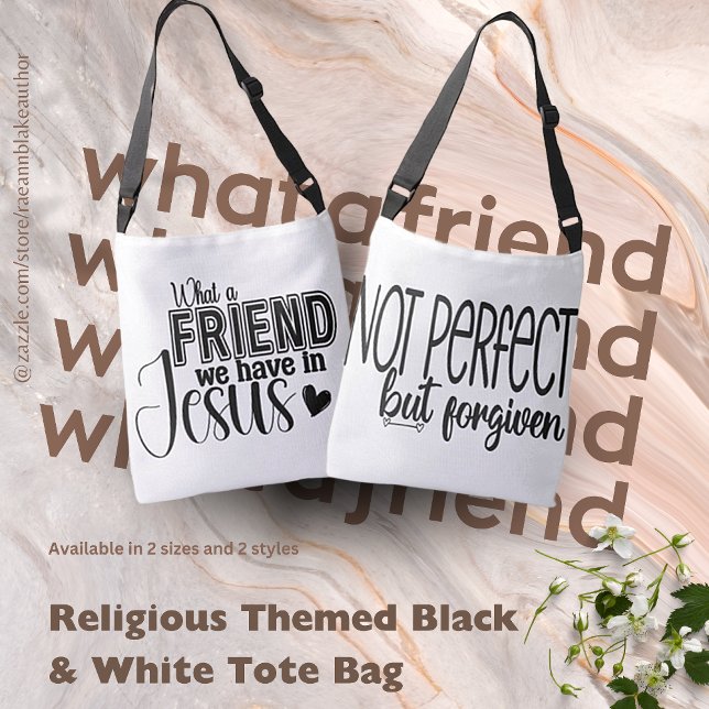 Svart & Vit Totebag med religiöst tema Axelväska (Skapare uppladdad)