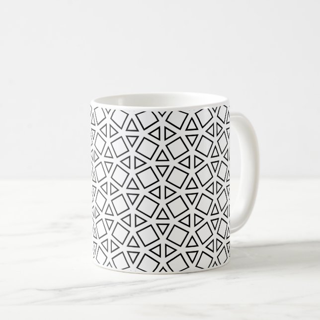 Svart & Vit Triangel Geometriskt Mönster Kaffe Kaffemugg (Framsida höger)