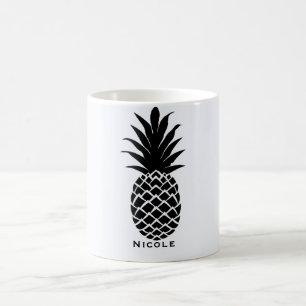 Svart & Vit Tropisk Ananas Elegant Chic Kaffemugg