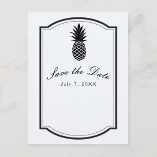 Svart & Vit Tropisk Ananas Spara Datum Meddelande Vykort