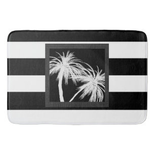 Svart & Vit Tropiska Palmträd Modern Chic Badrumsmatta