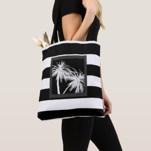 Svart & Vit Tropiska Palmträd Modern Chic Tygkasse