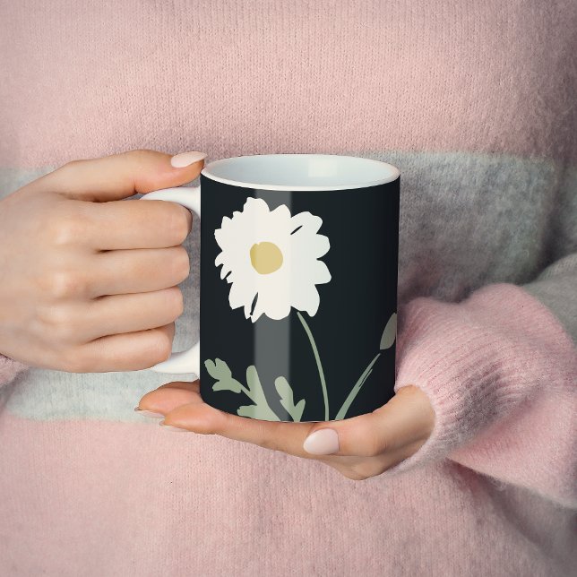 Svart-vit tusenskönsa & anpassad text Modernt bond Kaffemugg (Skapare uppladdad)