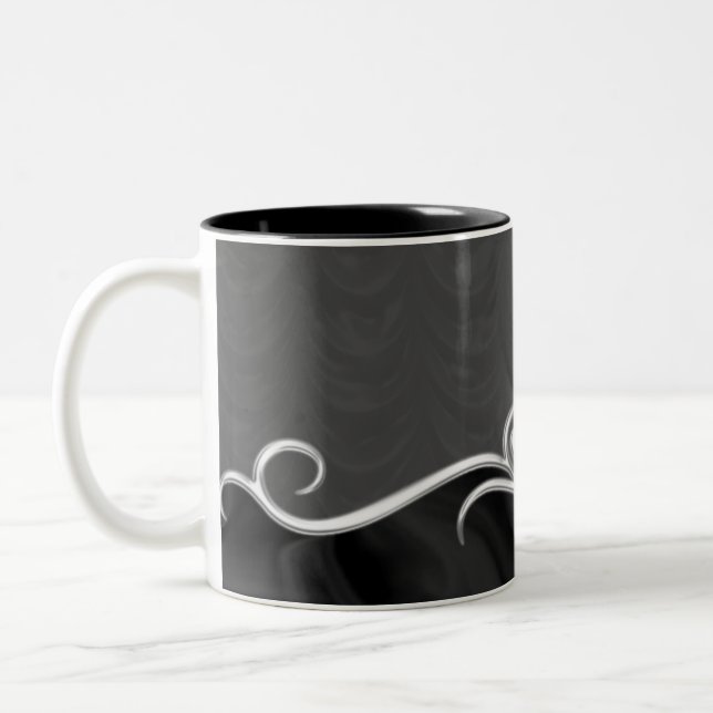 Svart & vit Tvåtons kaffemugg (Vänster)