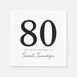 Svart Vit Typografi Åttio Namn 80-årsdag Pappersservett