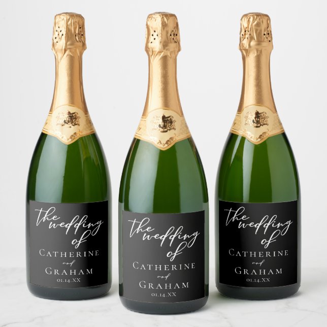 Svart vit-typografi Chic Winter Wedding (Flaskor)