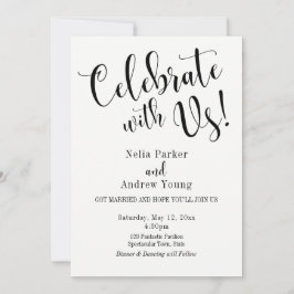 Svart Vit Typografi Efter Bröllopsfirande Inbjudningar