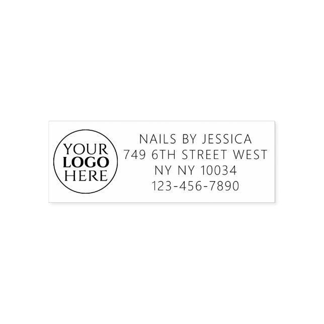 Svart Vit Typografi Nagelsalong Självfärgande Stämpel (Design)
