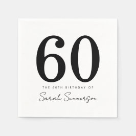 Svart Vit Typografi Sextio Namn 60-årsdag Pappersservett