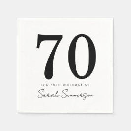 Svart Vit Typografi Sjuttio Namn 70-årsdag Pappersservett