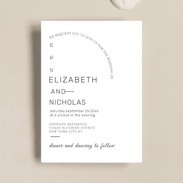 Svart/vit, unik inbjudan till bröllop-mall (Skapare uppladdad)
