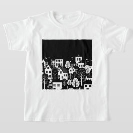 Svart-vit urban illustration t shirt