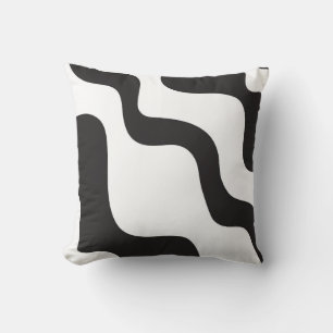 Svart & Vit Våg Abstrakt Modern Konst Chic Kudde