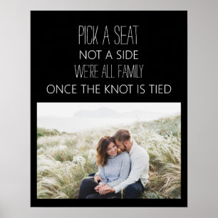 Svart Vit Välj Sittplats Inte Sida Bröllopsfoto Poster