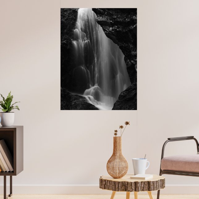 Svart-vit vattenfall lång exponering poster (Vardagsrum 3)