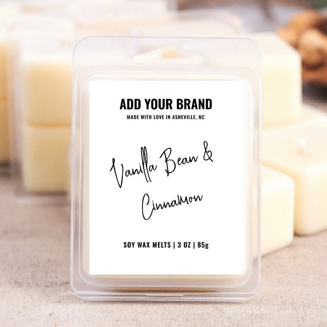 Svart vit Vax-melt-minimalistisk modern 3 x 2-tums Mat Etikett (Skapare uppladdad)