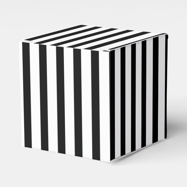 Svart vit vertikal randigt mönster present presentaskar (Framsidan Sidan)