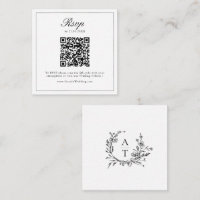 Svart Vit Vildblomma Krönings Bröllops QR-kod RSVP