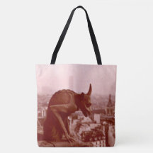 Svart & Vit Vintage Paris Foto Gargoyle Tote