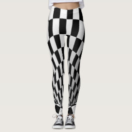 Svart & Vit Virvel-Illusion Leggings