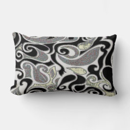 Svart & Vit Wacky Retro Swirl rektangelversion Lumbarkudde